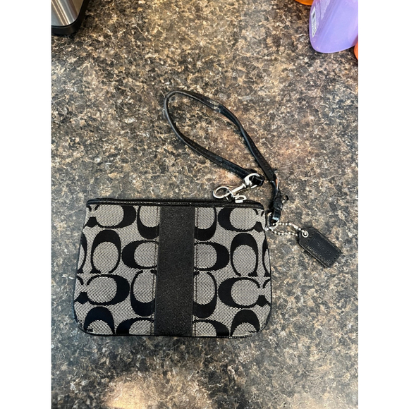 Coach Black Signature Print Wristlet - Picture 2 of 5